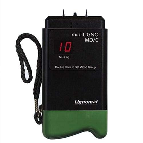 Lignomat Mini-Ligno MD/C Moisture Meter – Professional Wood Moisture Tester for Softwood Hardwood Panel Products – Accurate Digital Meter with LED Display and External Probe Compatibility