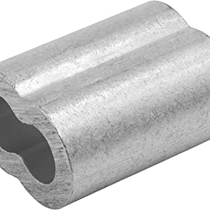 MIL-SPEC Thin Wall Aluminum Swage Sleeves Clip & Ferrules (1/8 inch) – Oval Duplex Wire Rope Cable Crimping Loop Fittings (Pack of 300)