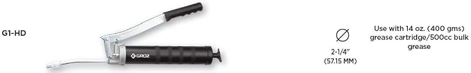 PROLUBE Heavy Duty Lever Grease Gun | 10,000 PSI | 14-Ounce Capacity | Variable Stroke | 6-inch Steel Extension & Coupler (42702)