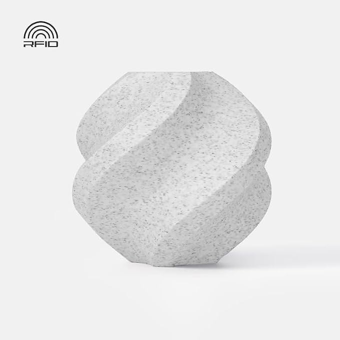Bamboo Original Marble Textured PLA Filament 1.75mm Stone Rock PLA 3D Printer Filament with RFID for Bambu Lab X1/P1/A1 Series 1KG (2.2lbs) +/- 0.03mm (White Marble 13103)