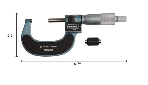 Mitutoyo 193-112, Digit Outside Micrometer with Precision Spindle, Fine Graduation, High-Accuracy Thickness Measurement, Smooth Ratchet Stop, for Professional Inspection Applications