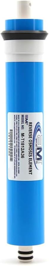 APPLIED MEMBRANES INC. 36 GPD Reverse Osmosis Membrane | RO Membrane Water Filter Replacement for Reverse Osmosis Water Filtration System | 1.8” x 12” Universal Compatibility | Made in USA M-T1812A36