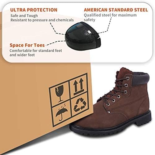 Work Boots for Men, Steel Toe, Leather, Oil, Slip and Heat Resistant Heavy Duty Wide Industrial & Construction Safety Boots, US 7-17 M & W