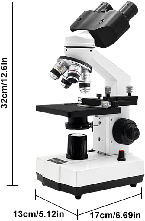 Adult Student Compound Binocular Microscope - 40X-5000X High-Magnification Large-Field Professional Biological Microscope, Suitable for Schools, Laboratories, and Home Education