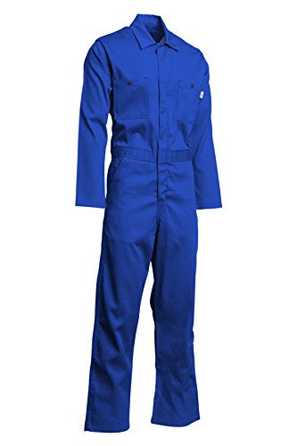 Lapco FR CVEFR7RO-XL TL Flame Resistant Economy Coveralls, 100% Cotton Twill with Moisture Management, HRC 2, NFPA 70E, 7 oz, X-Large Tall, Royal