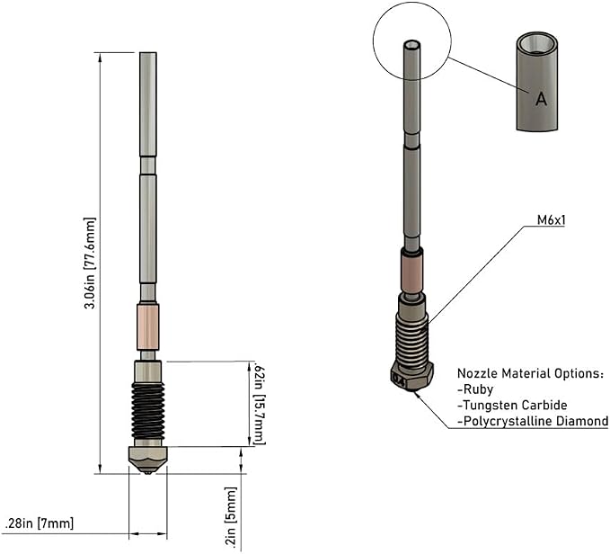 Diamond PCD Nozzle 0.6mm for Prusa MK4 / XL 3D Printer, Exceptional Hardness, Excellent Thermal Conductivity