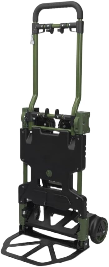 2-in-1 Black Folding Small cart, Outdoor Cargo handling Vehicle, Flatbed Trailer with a Load Capacity of 330 pounds (1, Green+Black Brake)