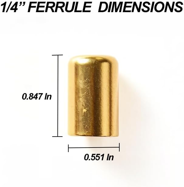 50PCS Hose Ferrules Brass Fitting, Hose Repair Kit for Oxygen and Acetylene1/4" I.D. Welding Hoses, Repair Ferrules for Air Hoses Acetylene Hose, Use with Crimper Tool Kit