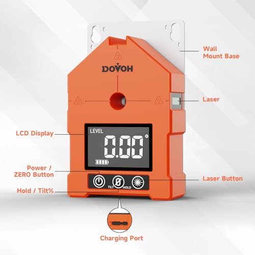 DOVOH 3-in-1 Digital Angle Finder with Laser and Plumb Dot Laser Level, Class Ⅱ
