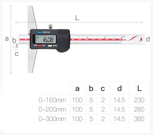 Depth Gauge Vernier Caliper 0-150mm 0-200mm,0-300mm (Digital 200mm(Single Hook))
