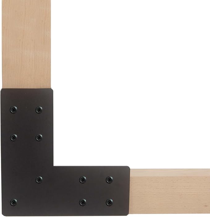 4packs Black L Brackets Corner Brace 90 Degree Right Angle Metal Heavy Duty Angle Bracket for Wood Furniture Shelf Cabinet Repair Support Joint Fastener with Screws 7.5x7.5x3” Large Connector