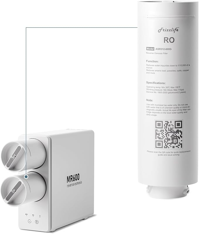 Frizzlife ASR512-600G Replacement RO Filter Cartridge For MR600 Reverse Osmosis System(2nd Stage)