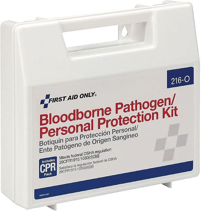 First Aid Only 216-O Blood Pathogen Clean Up Kit with 6-Piece CPR Pack, 29-Piece Body Fluid Clean Up Kit in Plastic Case