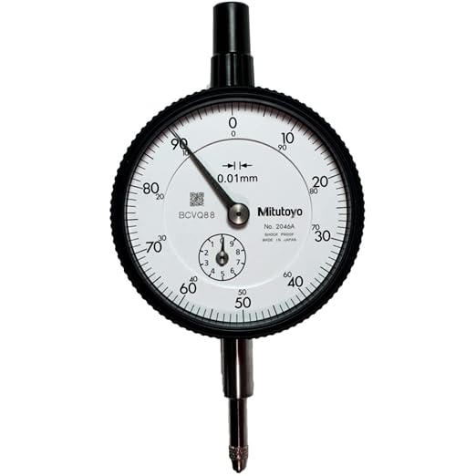 Mitutoyo 2046A, Dial Indicator, 0.01 Grad Resolution with Smooth Plunger Action, Accurate Measurement Feedback, Durable Construction, & Repeatable Performance for Professional Inspection Applications | Smooth Plunger Action, Accurate Measurement Feedba...
