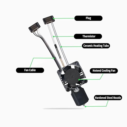 Bamboo Original P1P Hotend P1S Hardened Steel Hotend Kit Set with Fan, Complete Hot End Kit Assembly for Bambu LAB P1S,P1P 3D Printer (0.8MM)