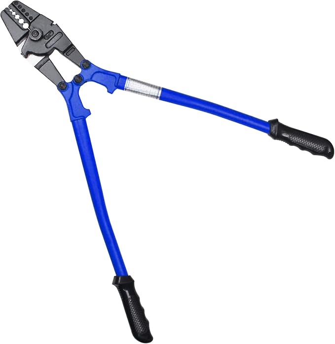 24 Inch Hand Crimping Cutting Tool, Wire Rope Crimping Tool, Hand Swager Crimper Cutter for 1/16" 3/32" 1/8" 5/32" 3/16" Wires, Hand Swager Tool with 50pc Aluminum Stop Sleeves Oval Sleeves