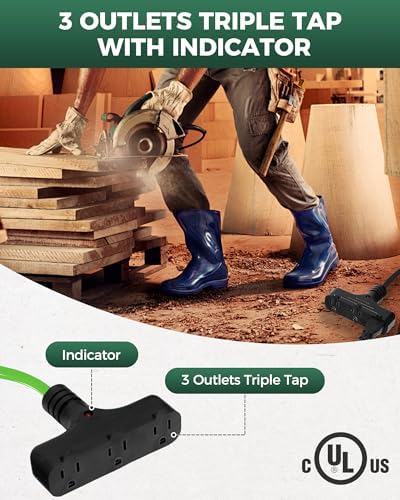 18W LED Work Light and 30 Ft Retractable Extension Cord Reel Bundle, for Garage, Workshop, Car Repair Scene, ETL Listed Y04WL06-J30CR06
