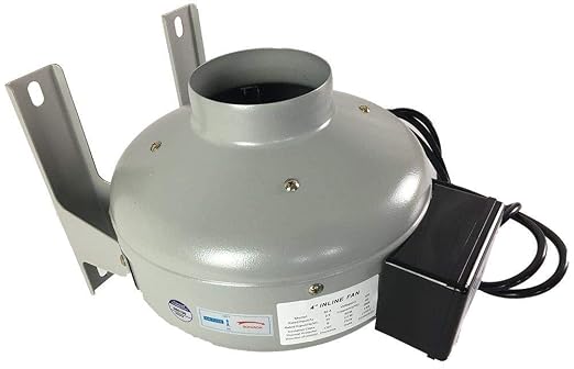 Tjernlund M-4 Metal Inline Duct Fan, 200 CFM, 4"