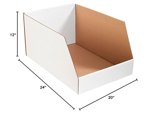 Box USA BBINJ202412 Jumbo Open Top Bin Boxes, 20" x 24" x 12", Oyster White (Pack of 25)