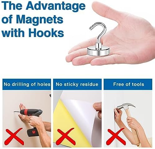 LOVIMAG Magnetic Hooks, Cruise Essentials 2026, 12 Pack-30LBS | Heavy Duty Strong Magnet Hook for Cruise Cabin, Refrigerator Fridge, Ship, Classroom, Kitchen Grills, Black