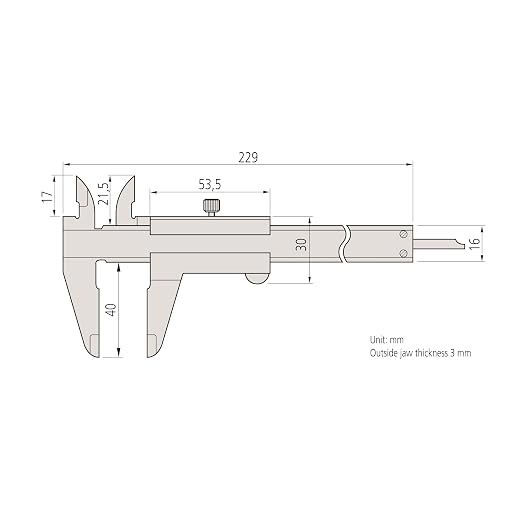 Mitutoyo 530-118 Vernier Calipers, Stainless Steel, for Inside, Outside, Depth and Step Measurements, Metric, 0"/0mm-200mm Range, +/-0.03mm Accuracy, 0.02mm Resolution, 50mm Jaw Depth | Stainless Steel