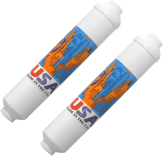 IPW Industries Inc - Omnipure (K2548-KK) Remineralization Filters, Neutralizing Calcite Inline Water Filter, 3/8" OD Quick Connect - 10" x 2" (2 Pack)