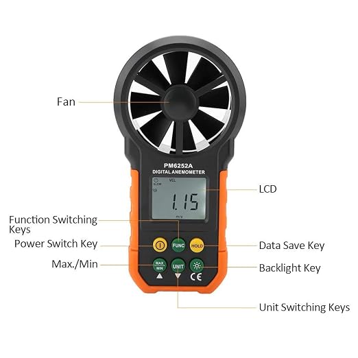 PM6252A Digital Anemometer,Portable High Exactness Handheld Wind Speed Meter Air Volume Measuring Meter for Weather Data Collection and Windsurfing Kite Flying Sailing