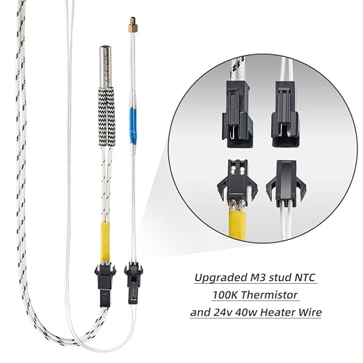 5Aplusreprap Ender 3 Hotend Upgrade: M3 Stud Thermistor,Fast Replaced, Compatible for Creality Ender 3 V2, CR-10 J-Head Hotend Replacement, Assembled Extruder 3D Printer Hot end Kit 24V 40W, Silver