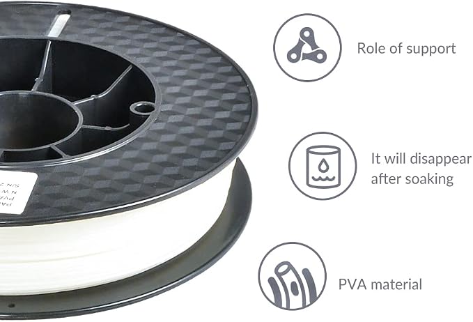PVA Filament, Water Soluble Support 3D Printer Filament 1.75mm 0.5KG Spool for 3D Printers, Natural