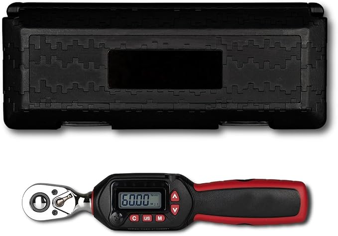 Tapha Tools 3/8 inch Compact Digital Torque Wrench 2.21 - 44.24 ft-lbs (3 - 60 N-m) Torque Range ±2% Accuracy, LED and Buzzer, Preset Memory, ISO 6789 Tested and Calibrated
