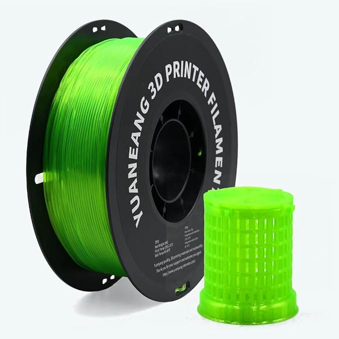 TPU 3D Printer Filament 1.75mm Green, 1kg Spool, Flexible & Durable TPU(Shore 95A), Elasticity, Impact-Resistant, Wear-Resistant, ±0.03mm Precision, Ideal for Protective Parts Printing