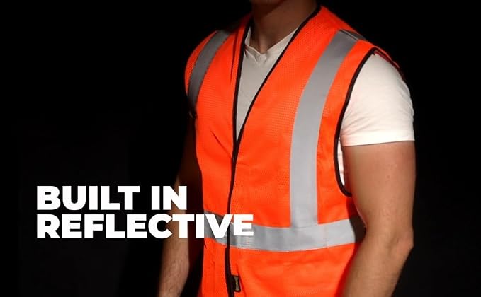 OccuNomix ANSI/ISEA 107-2020 Class 2 Type R Mesh Surveyor Vest - Reflective Safety Vest with Pockets, Dual Sizes (S/M-4X/5X)