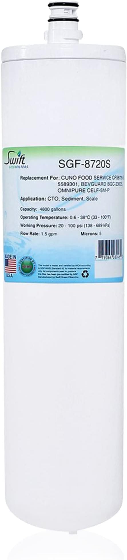 Swift Green Filters SGF-8720S Compatible Commercial Water Filter for CFS8720-S, 5589301, CFS8720, 5589314, BGC-2300S, CELF-5M-P, EFS8002S (3 pack).