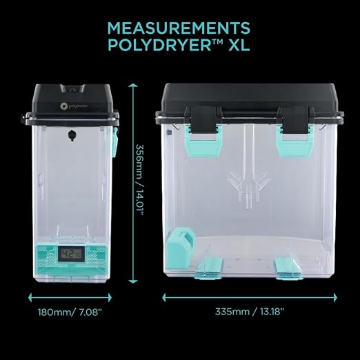 Polymaker PolyDryer Box XL, Airtight Filament Storage Box with Hygrometer, Moisture Proof Filament Container for Multi-Materials, 1.75mm/2.85mm/3.00mm, up to 3kg Spool, Print Without Breaking Seal