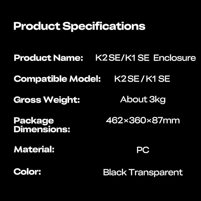 Creality Official K1 SE K2 SE Enclosure,Professional Dustproof Tent Constant Temperature Protective Cover Noise Reduce Transparent Tent for K1 SE /K2 SE 3D Printer