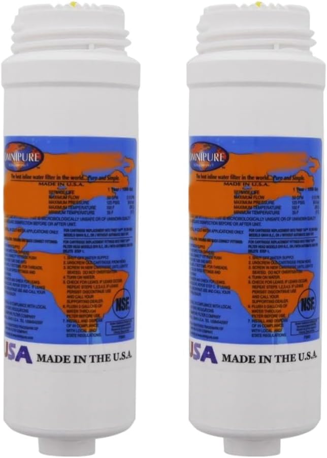 IPW Industries Inc. - Omnipure (Q5440) - Under Sink Reverse Osmosis Water Filter Replacement - Q-Series Twist Off T40 GAC Filter - 8" x 2.5" - 2 Pack