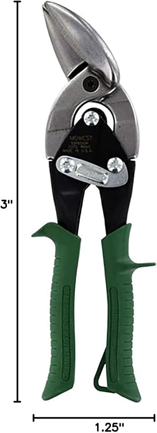 MIDWEST Special Hardness Aviation Snip - Right Cut Offset Stainless Steel Cutting Shears, Made in the USA - MWT-SS6510R