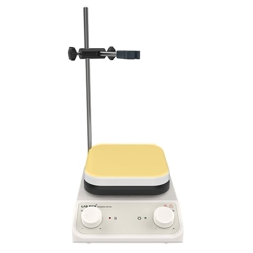 LAB FISH HS6 Magnetic Stirrer Hot Plate, 260℃ 200-1500RPM | 5.2 inch square ceramic hot plate, 3L, knob speed control, with stand & stir bar for lab heating & mixing