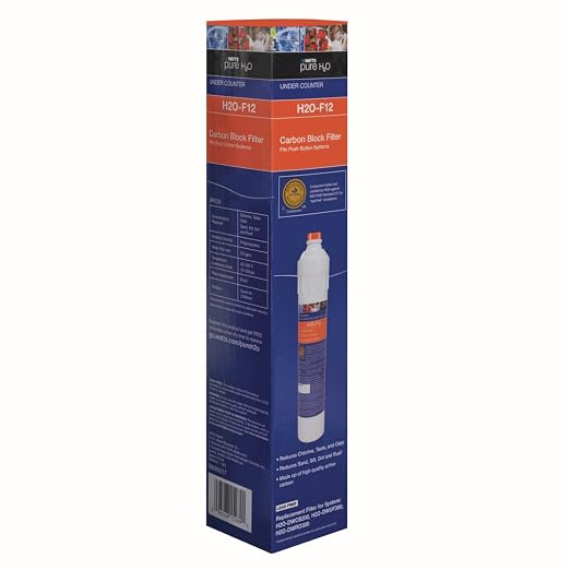 Watts Premier H2O-F12 Pure H2O 5-Micron Carbon Block Water Filter Replacement for H2O-DWCB200, H2O-DWUF300, H2O-DWRO300 Under Counter Water Filtration Systems, Push Button Design