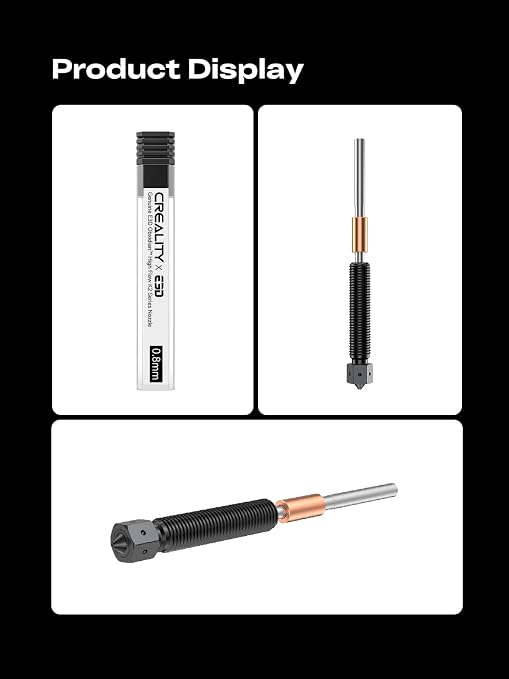 Creality K2 Plus Genuine E3D Obxidian High Flow Nozzle 0.4mm for K2/K2 Pro/K2 Plus/Creality Hi, Multi-Channel Design for Extreme Speed & Ultimate Wear Resistance