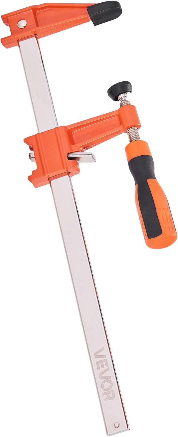 VEVOR Bar Clamps for Woodworking, 2-Pack 6 inch and 2-Pack 12 inch, Lockable F-Clamp with 600 lbs Load Limit, 2-1/2 inch Depth, Cast Iron and Carbon Steel, Wood Clamps for Woodworking Metal Working