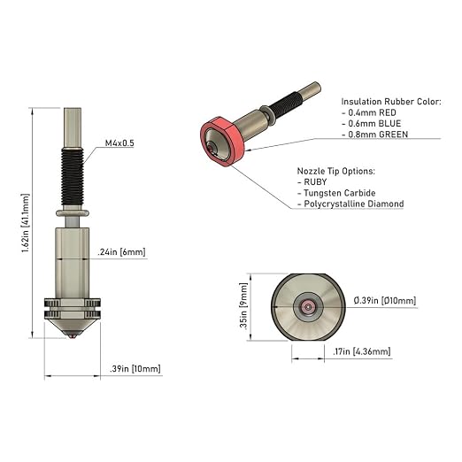 Rapid Change Tungsten Carbide Nozzle 0.8mm for E3D Revo HotEnd, Less Brittle, High Thermal Conductivity Abrasion Resistance for Precision Additive Manufacturing