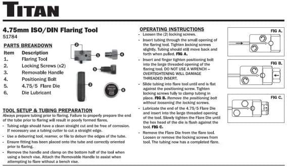 Titan 51784 4.75mm ISO/DIN Double Flaring Tool