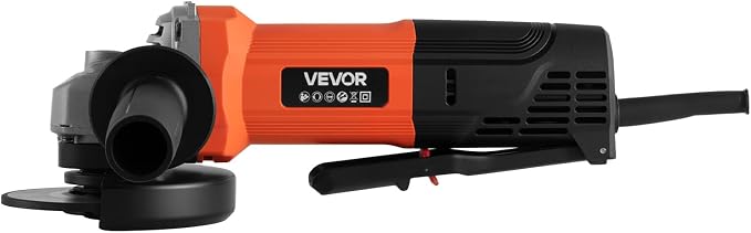 VEVOR Angle Grinder, 4-1/2" Electric Grinder Power Tool, 8Amps 12000RPM High-Speed Corded Angle Grinders with 230° Adjustable Dust Guard for Metal Grinding, Cutting, Rust Removal (Disc Not Included)