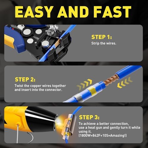 haisstronica 120PCS Solder Seal Wire Connectors Kit+Mini Heat Gun 350W