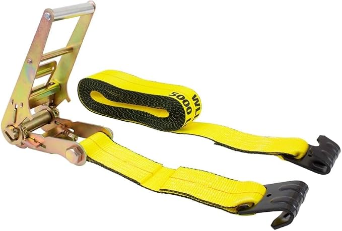 Mytee Products (2 Pack) 3" x 30' Ratchet Tie-Down Straps w/Flat Hook 15,000 Lbs Capacity - Yellow