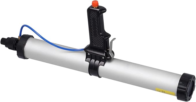 Pneumatic Caulking Gun, 600ml Air Powered Caulk Gun Aluminum Alloy Sausage Caulking Gun, Caulking Gun with 6 x Nozzle, for Building Decoration, Ships Containers