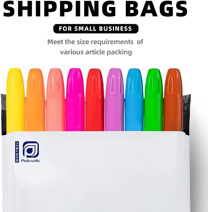 POLYSELLS 100 pcs 7.5"x10.5" White Poly Mailers Shipping Envelopes, Strong Adhesive Sealing, Waterproof, and Tear-resistant Postal Mailing Bags for Clothing and Accessories