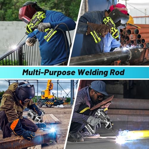 Portable Welding Machine 110V with Auto Darkening Goggles, 5 Variable Current Adjustment for 3/32"-1/8" Rods, E6013 1/8" Welding Rods 14'' Low-Carbon Steel Welding Electrode with Easy Arc Start