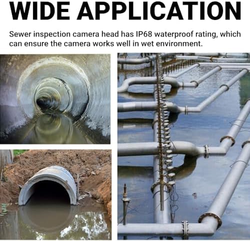 Pipeline Inspection Camera Probe IP68 Sewer Camera with 12 LED Lights for Pipe Drain Endoscope Replacement